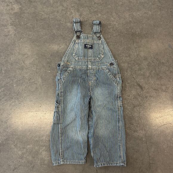 Vintage Y2k Oshkosh Bgosh Pinstripe Bib Overalls Toddler Baby 18M - Picture 1 of 6